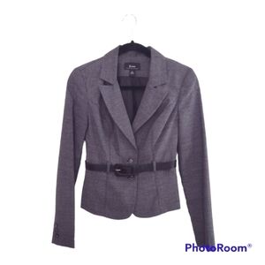B Wear Womens Suit Jacket with belt Size Small Black and White